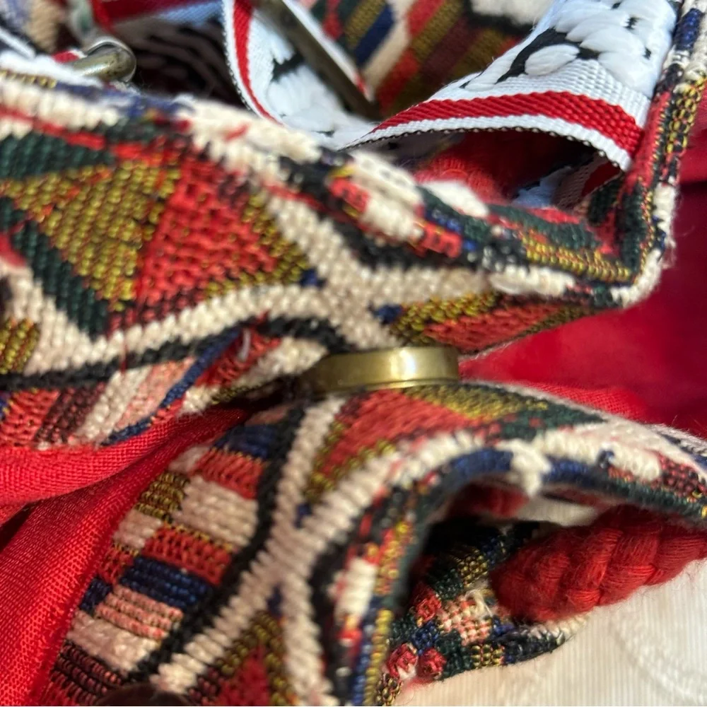 Woven Tapestry Aztec Patterned Drawstring Backpack. 15x15.‎ Multicolor
